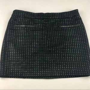 Gap Black Mini Skirt Cotton Blend Textured Faux Leather Size 6